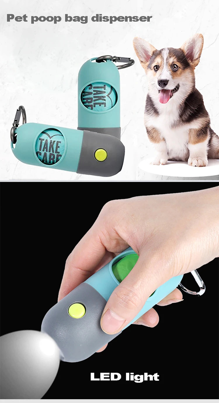 Dog Poop Bag Dispenser with LED Light & Waste Bag Holder