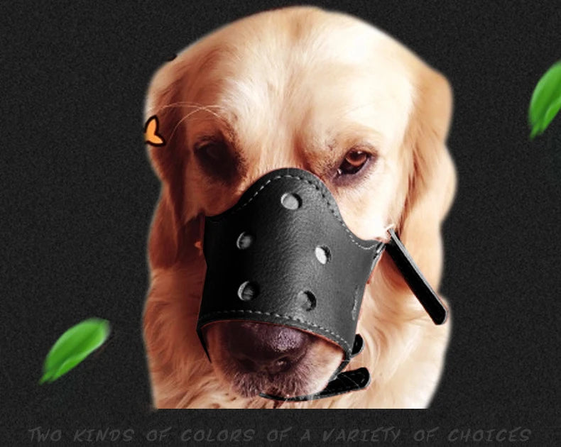 Adjustable Breathable Leather Dog Muzzle