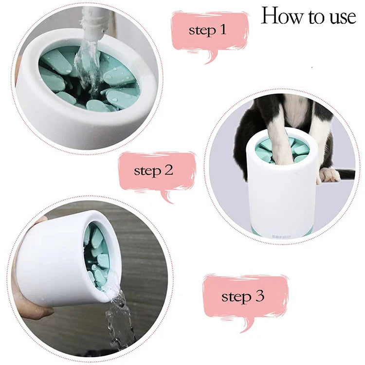 Portable Pet Paw Cleaner Cup with Soft Silicone Brush for Dogs & Cats