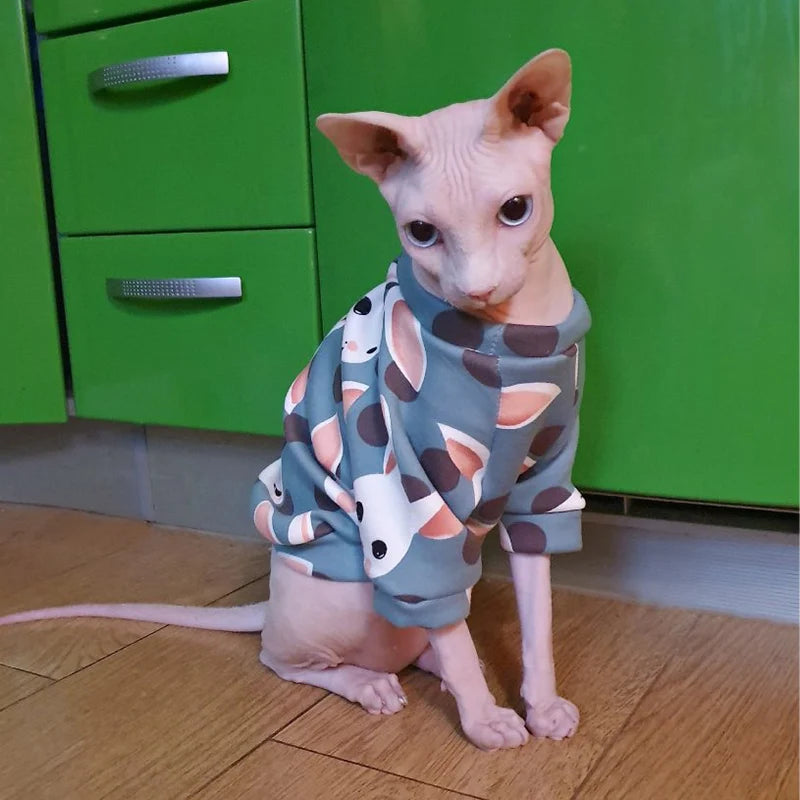 Printed Fleece Cat Jumper