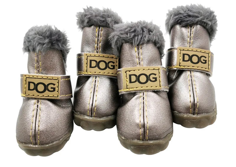 Waterproof Winter Dog Boots – Warm Anti-Slip Cotton Shoes for Small Dogs (Set of 4)