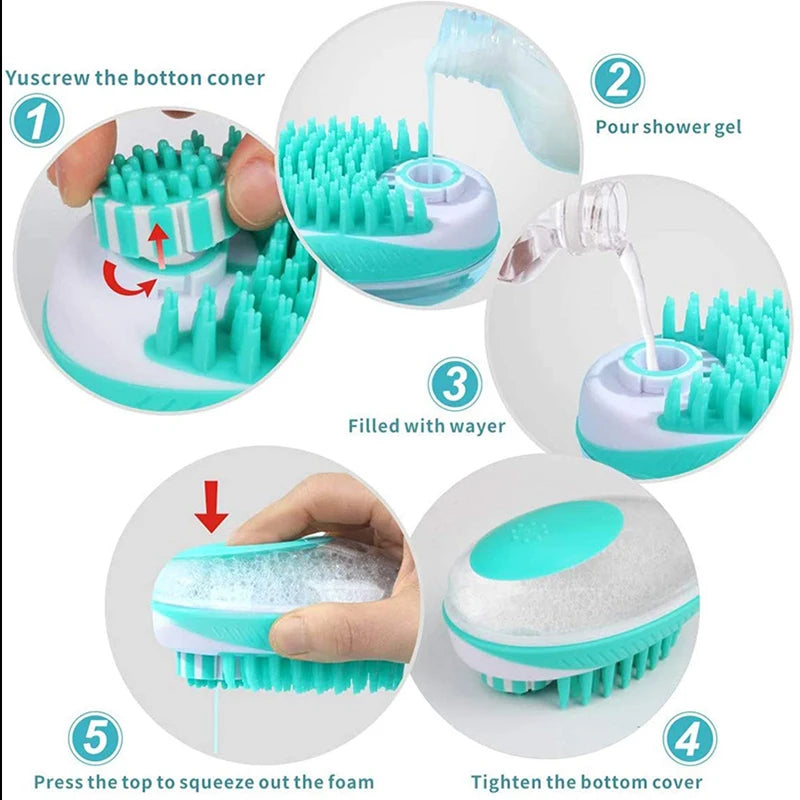2-in-1 Silicone Pet Bath Brush & Massage Comb