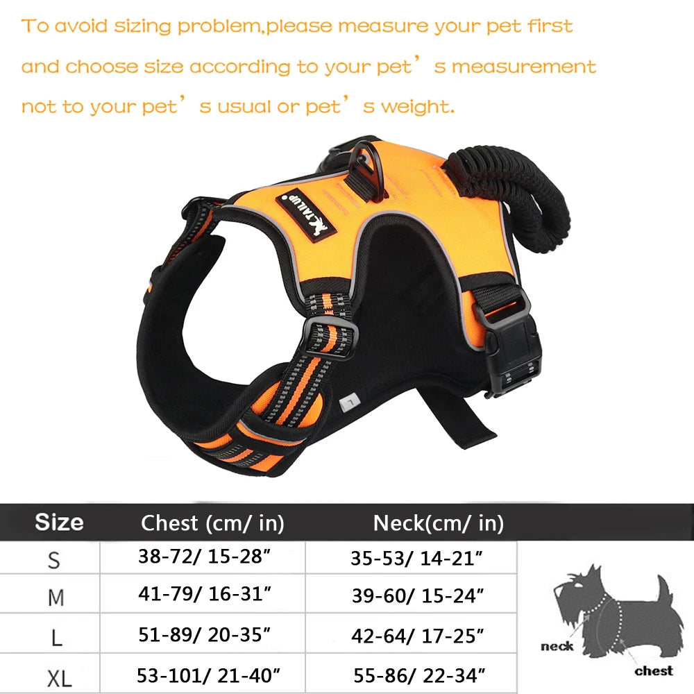 No-Pull Reflective Nylon Dog Harness for Strong Pullers
