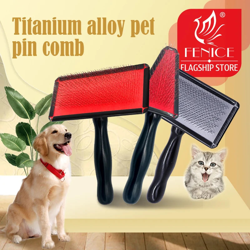 Pet Slicker Brush & Grooming Comb – Deshedding Tool for Dogs, Cats & Horses