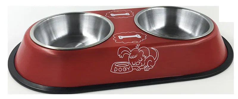 Stainless Steel Double Bowl Feeding Station for Dogs & Cats