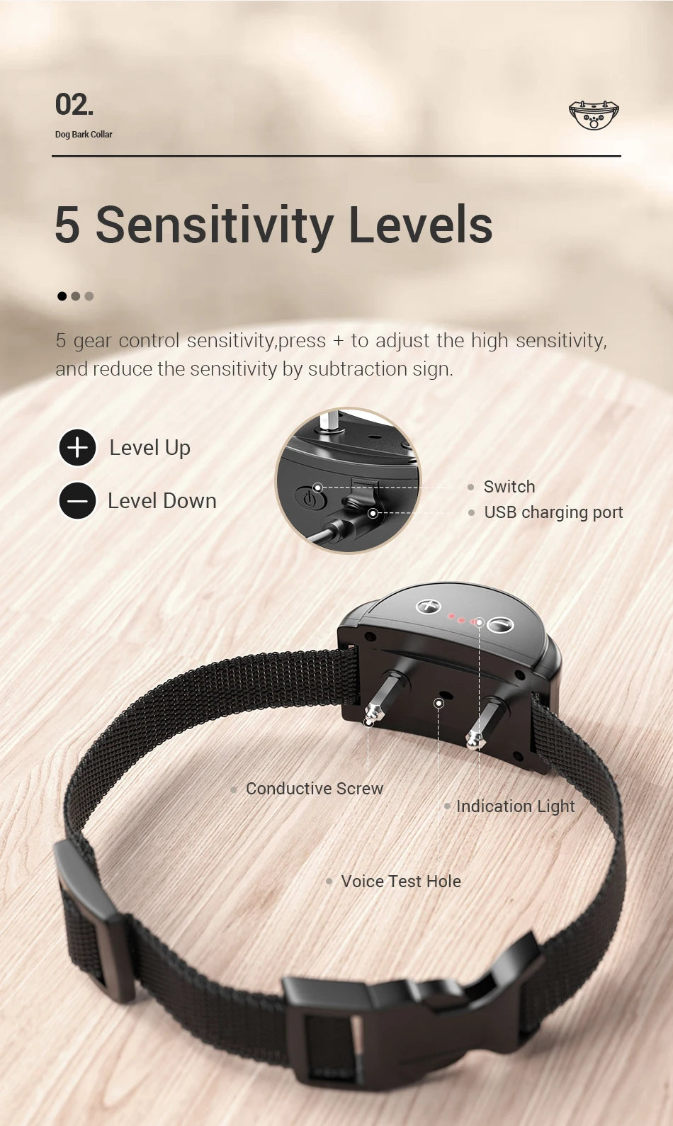 Rechargeable Dog Training Collar — Waterproof Anti-Bark Device with Smart Control