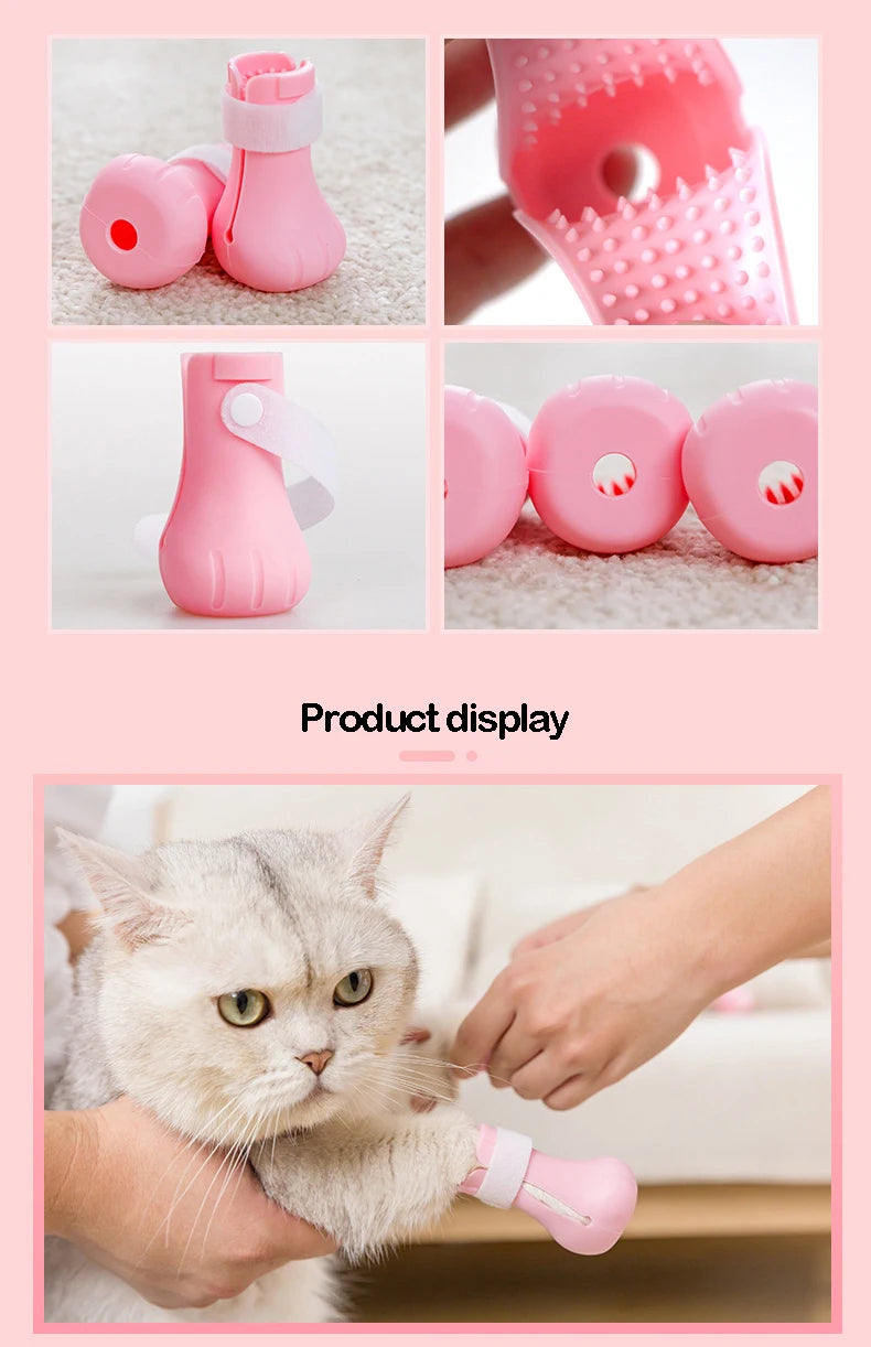 Anti-Scratch Silicone Paw Protector Boots for Cats – Set of 4