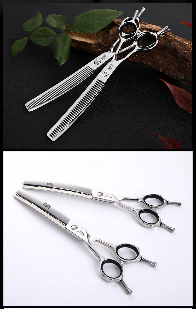 Fenice 7" Professional Left-Handed Dog Grooming Scissors – JP 440C Stainless Steel
