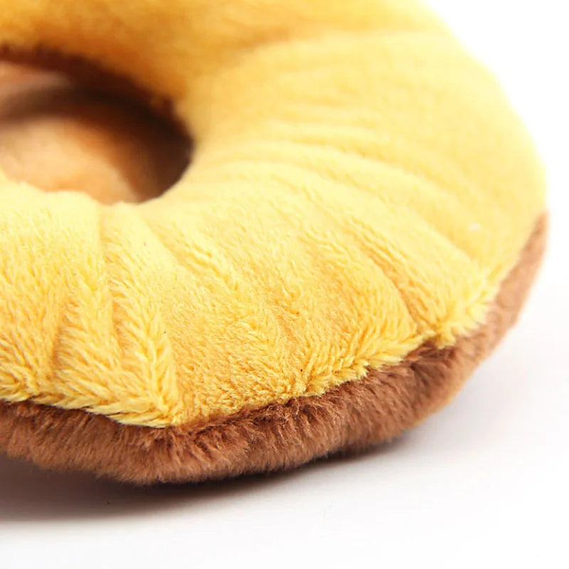 Soft Donut Squeaky Plush Dog Toy