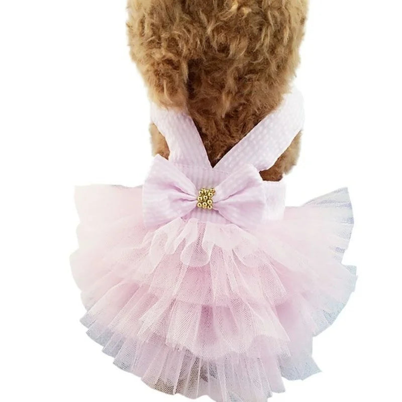 Striped Bow Princess Dress for Dogs & Cats – Summer Pet Costume Skirt