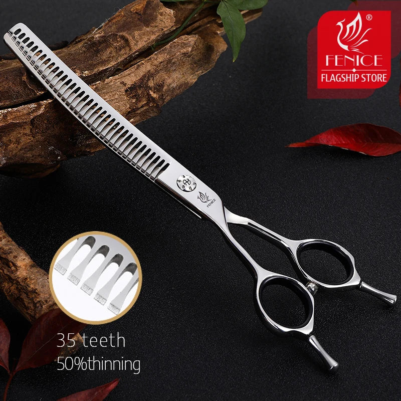 Fenice 7" Professional Left-Handed Dog Grooming Scissors – JP 440C Stainless Steel