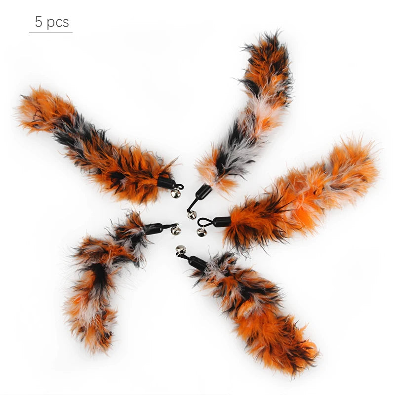 Feather Cat Teaser Stick Replacement Heads (5 Pack)