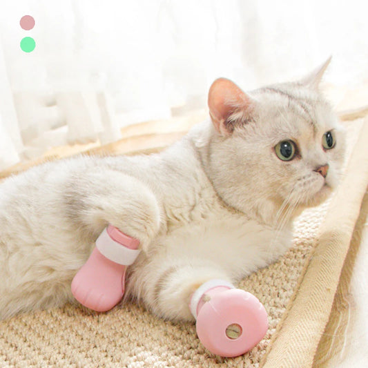 Anti-Scratch Silicone Paw Protector Boots for Cats – Set of 4