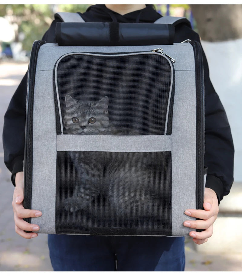Foldable Breathable Pet Carrier Backpack – Shoulder Bag for Cats & Small Dogs