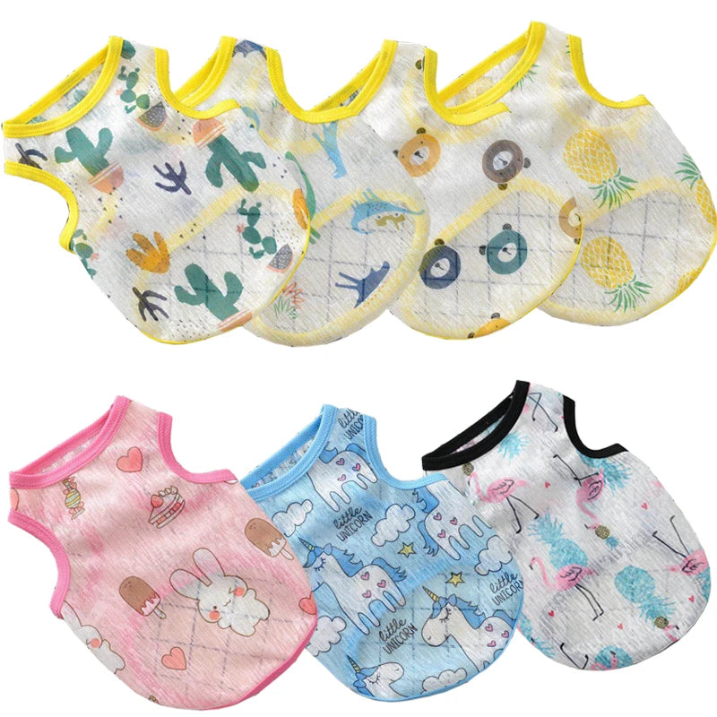 Sun Protection Clothing for Cats Summer Pet Vest Ultra-thin Breathable Cute Print Kitten Puppy Rabbit Clothes Pajamas Ropa Gato