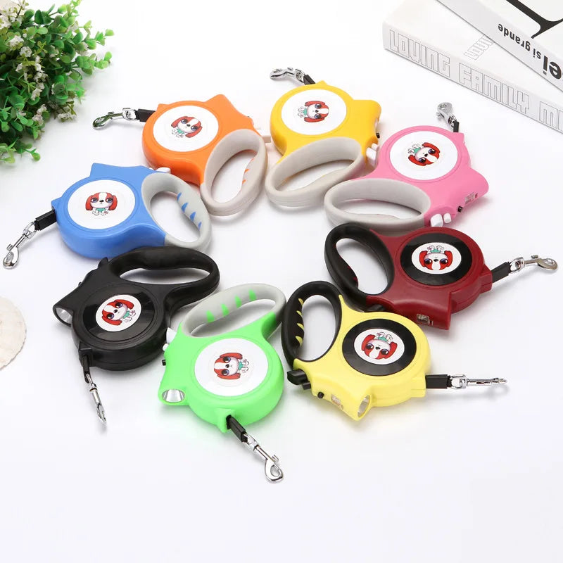 Retractable Dog Leash with Detachable LED Flashlight
