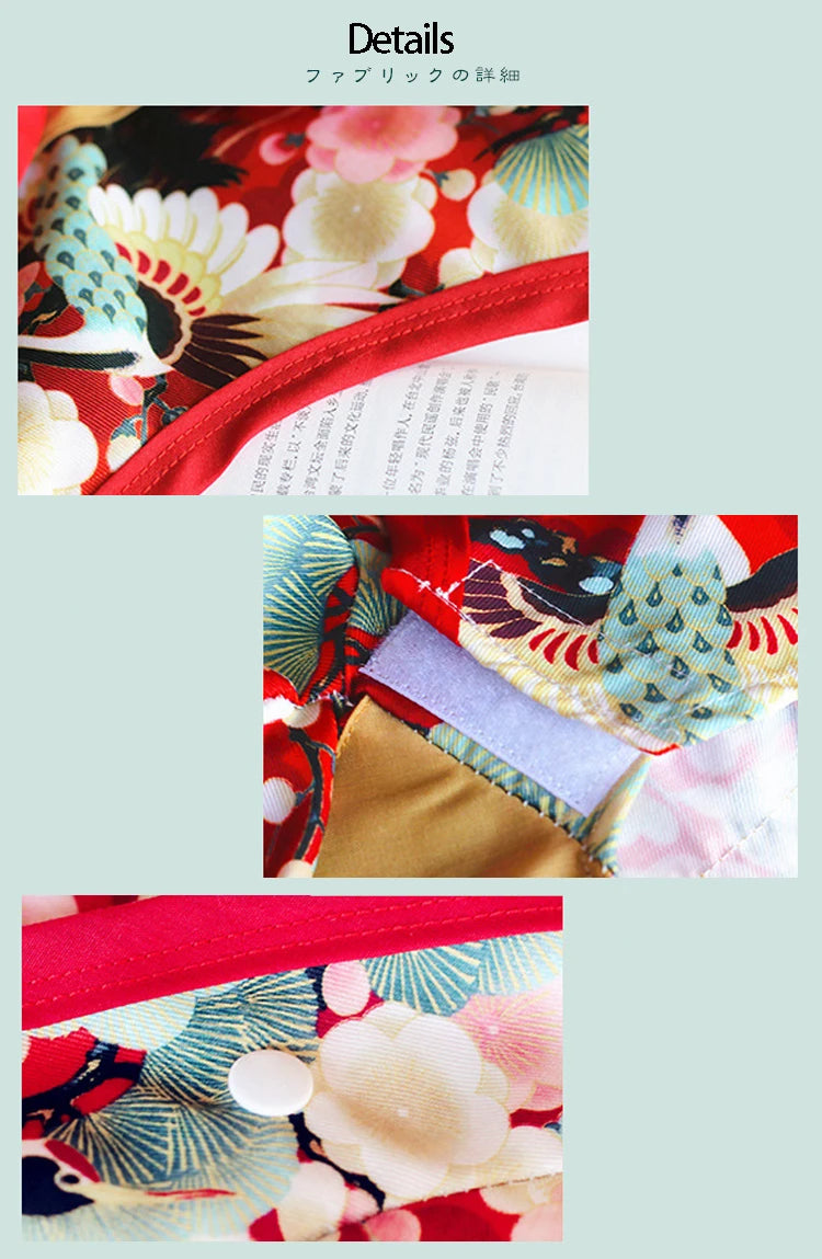 Japanese Kimono Pet Jacket with Crane & Cherry Blossom Pattern for Dogs & Cats