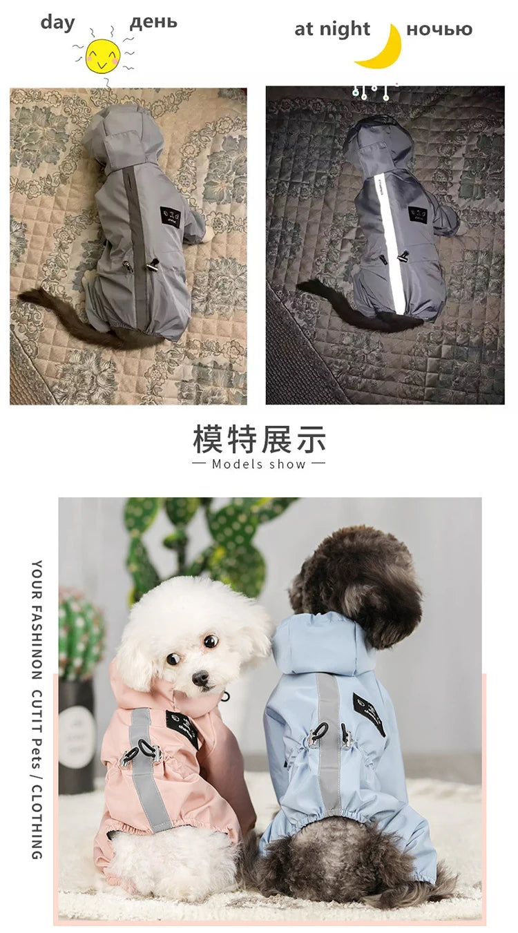 Reflective Waterproof Raincoat Jumpsuit for Dogs & Cats
