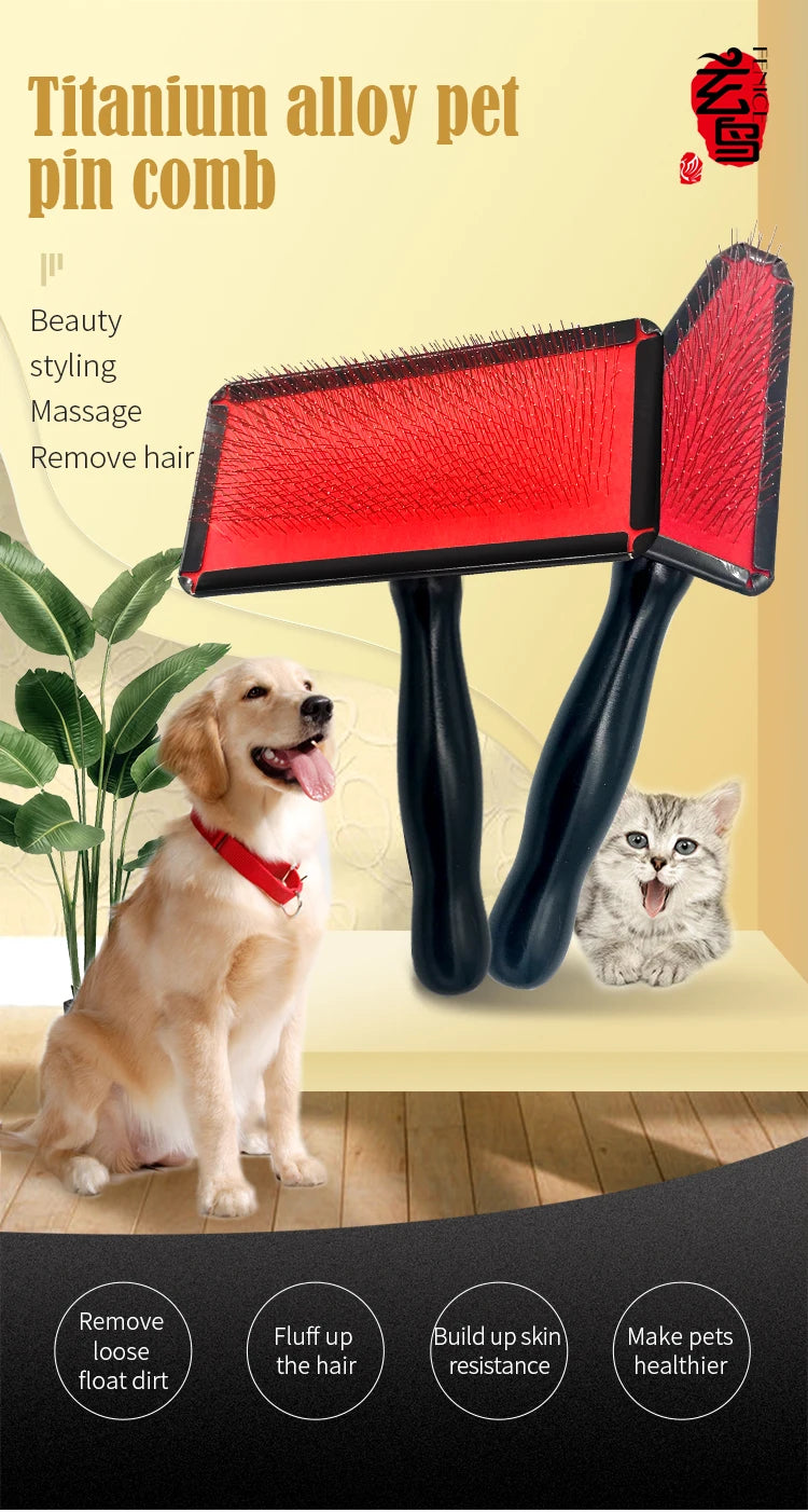 Pet Slicker Brush & Grooming Comb – Deshedding Tool for Dogs, Cats & Horses