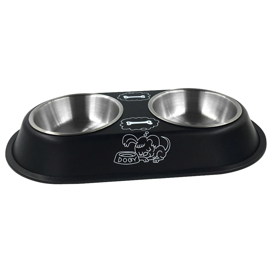 Stainless Steel Double Bowl Feeding Station for Dogs & Cats