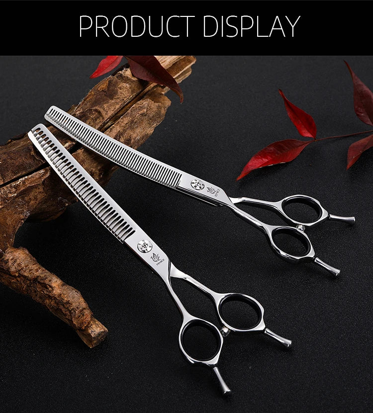 Fenice 7" Professional Left-Handed Dog Grooming Scissors – JP 440C Stainless Steel