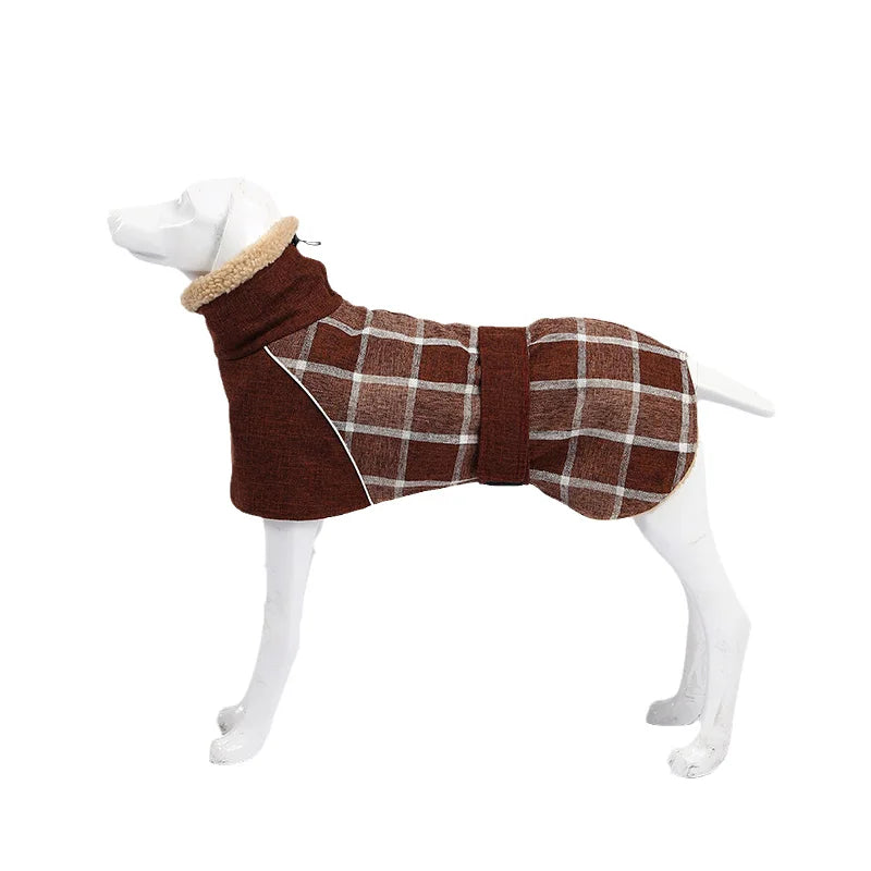 Plaid Fleece Winter Jacket for Medium & Large Dogs