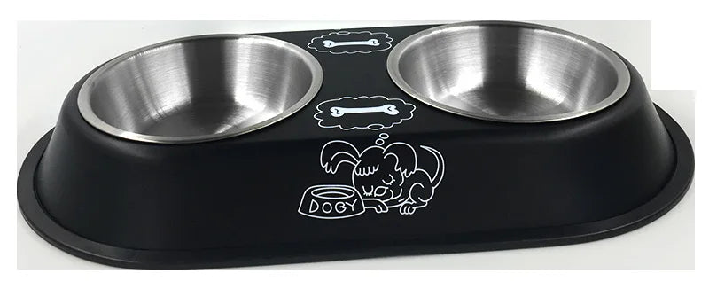 Stainless Steel Double Bowl Feeding Station for Dogs & Cats