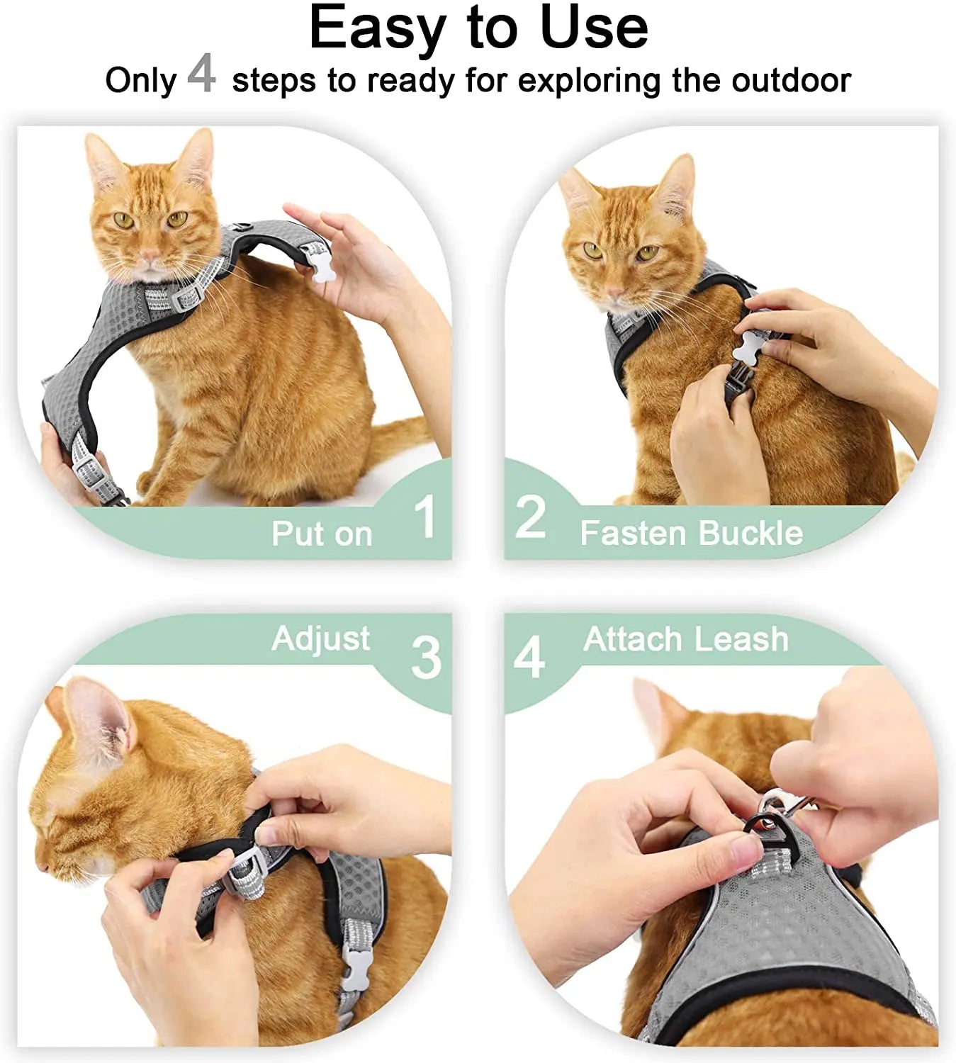 Reflective Mesh Harness Vest for Cats & Small Dogs