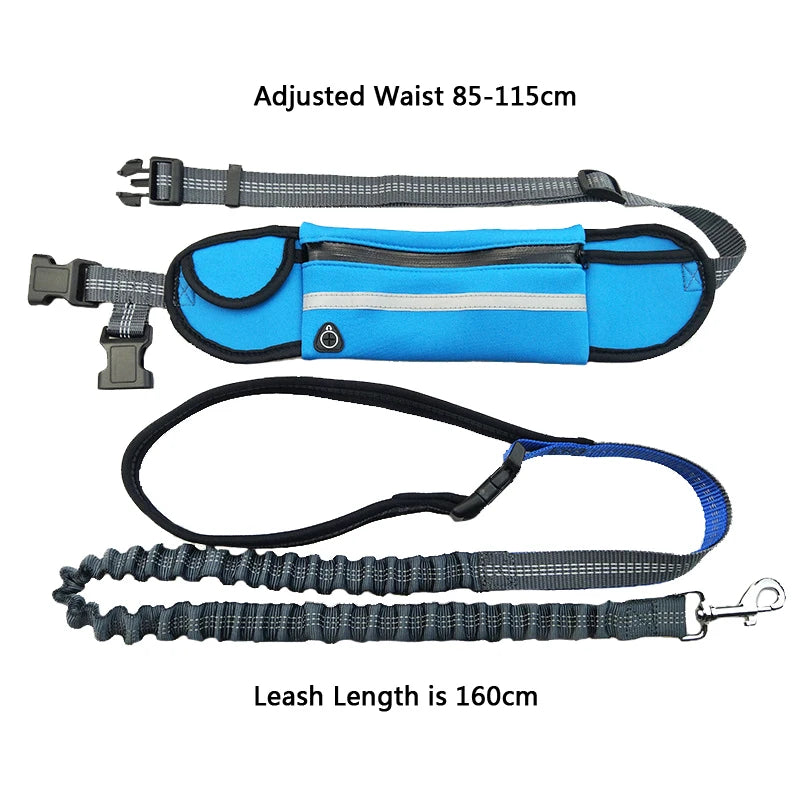 Hands-Free Running Dog Leash Set with Waist Bag & Reflective Belt