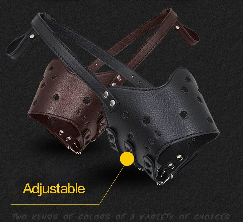 Adjustable Breathable Leather Dog Muzzle