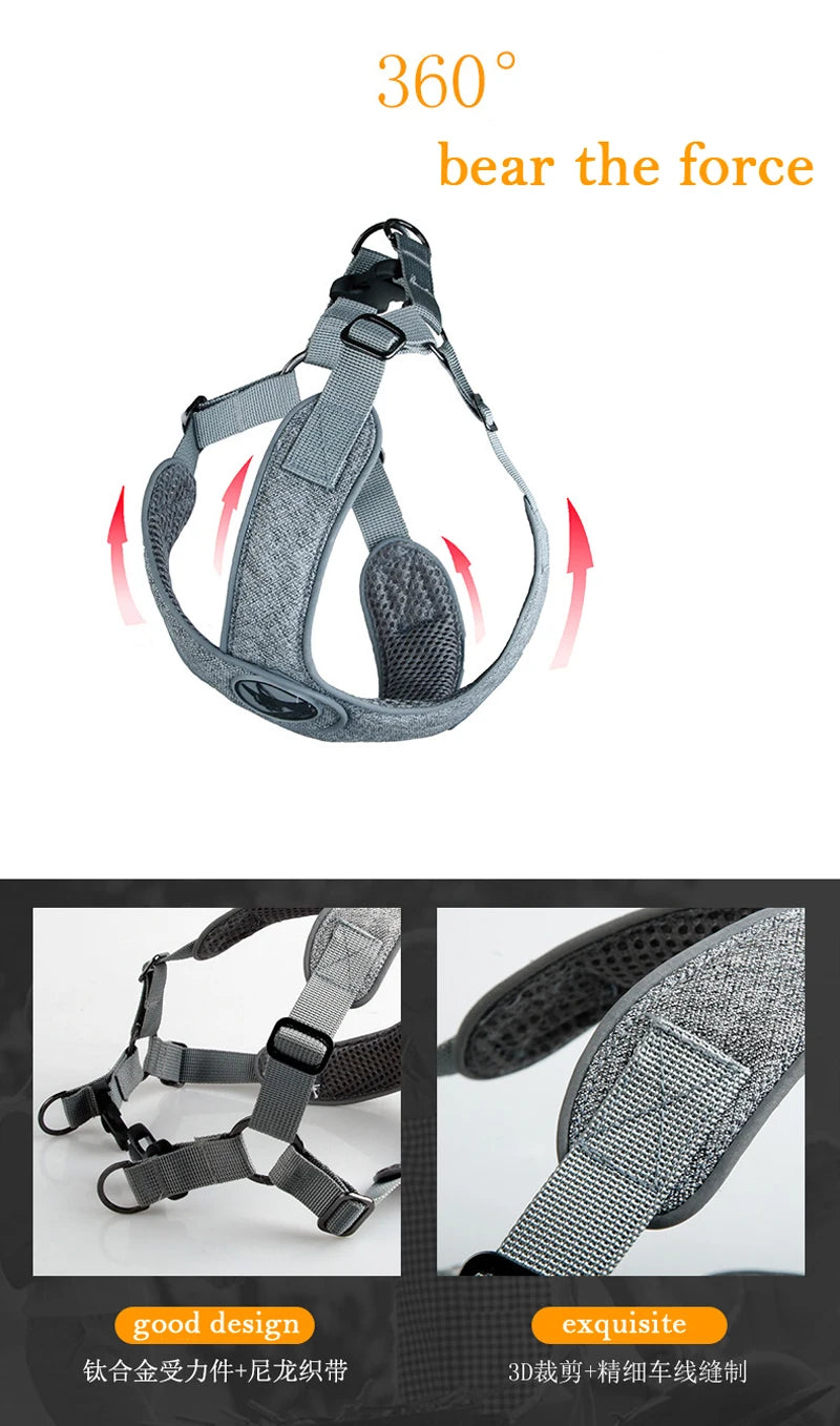 Reflective Mesh Dog Harness & Leash Set for Small & Medium Dogs