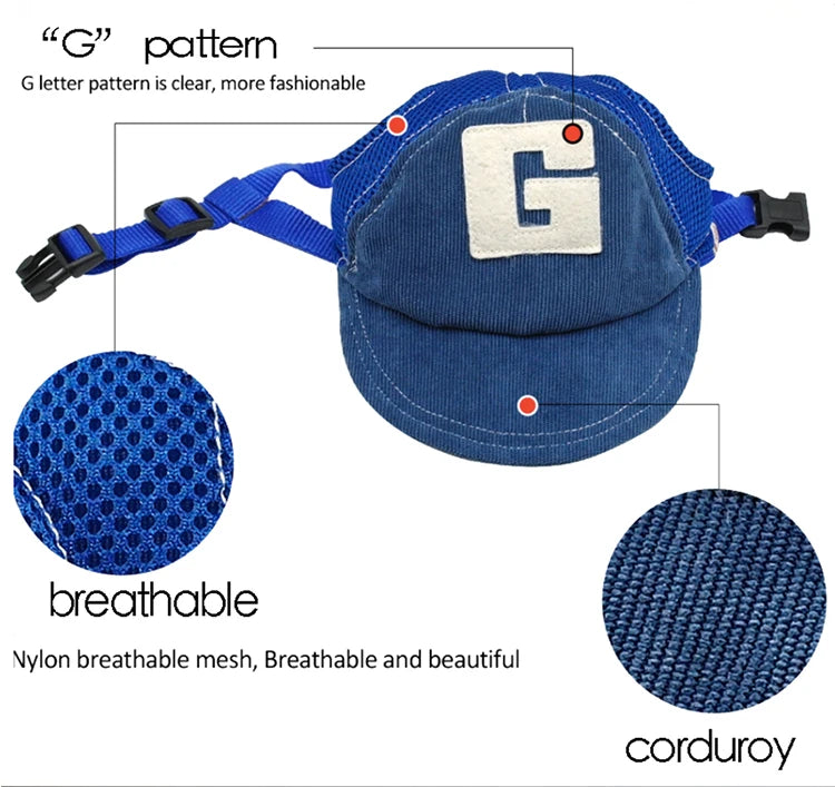 Breathable Dog Baseball Cap with Ear Holes