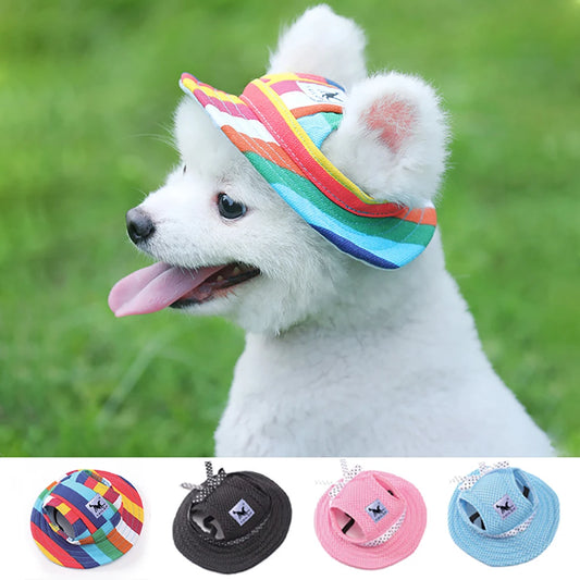 Breathable Sun Hat for Small Dogs & Cats | Mesh Canvas Cap