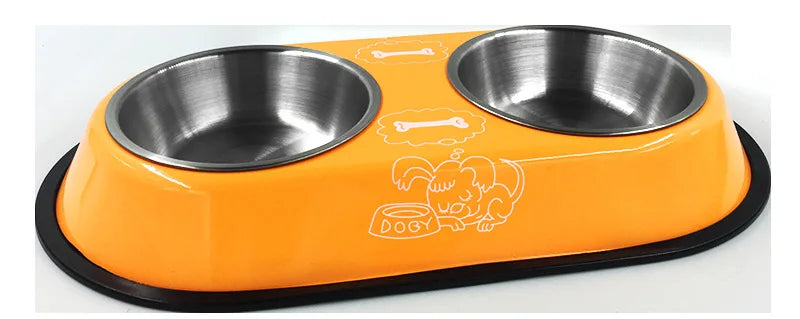 Stainless Steel Double Bowl Feeding Station for Dogs & Cats