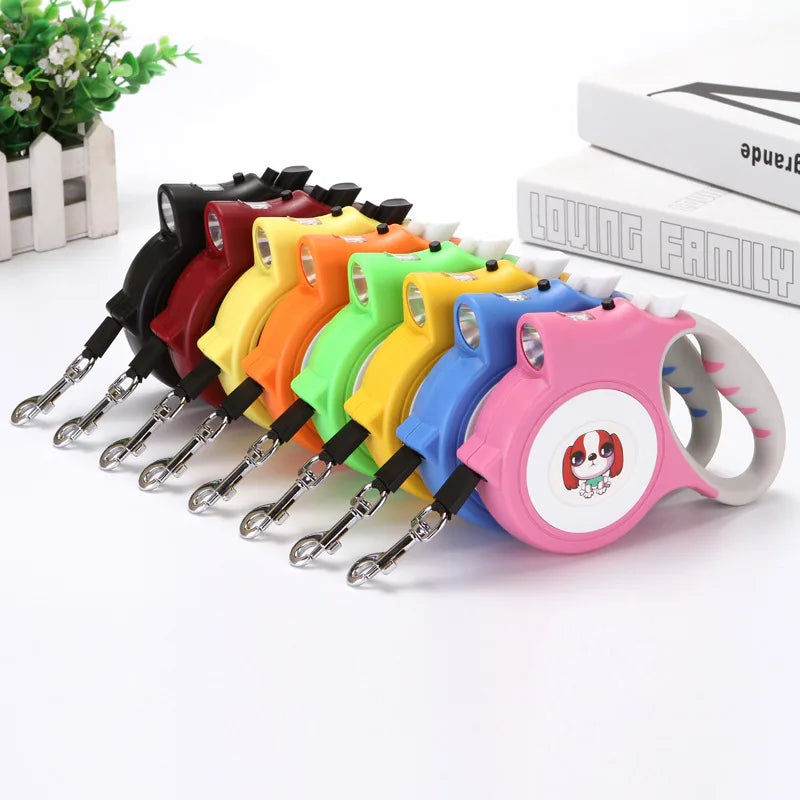 Retractable Dog Leash with Detachable LED Flashlight