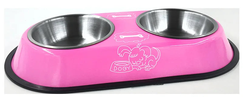 Stainless Steel Double Bowl Feeding Station for Dogs & Cats