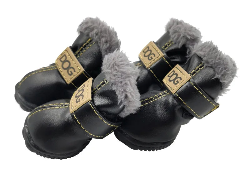 Waterproof Winter Dog Boots – Warm Anti-Slip Cotton Shoes for Small Dogs (Set of 4)