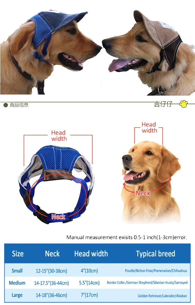Breathable Dog Baseball Cap with Ear Holes