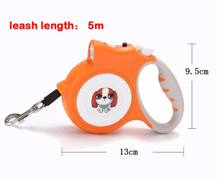 Retractable Dog Leash with Detachable LED Flashlight