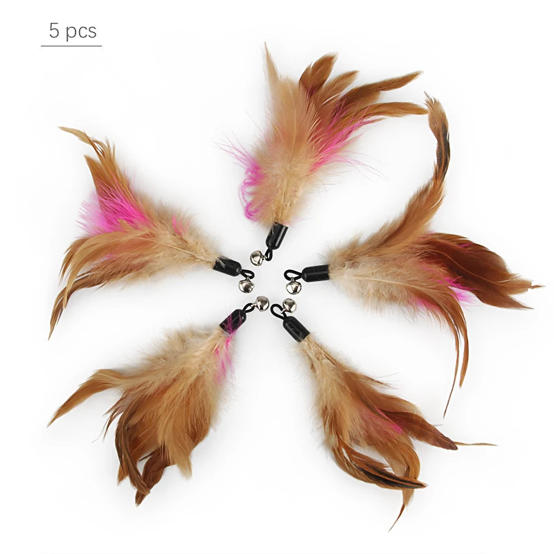 Feather Cat Teaser Stick Replacement Heads (5 Pack)