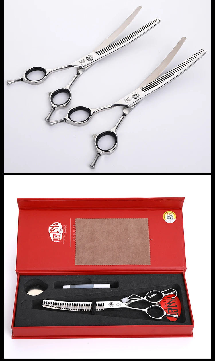 Fenice 7" Professional Left-Handed Dog Grooming Scissors – JP 440C Stainless Steel