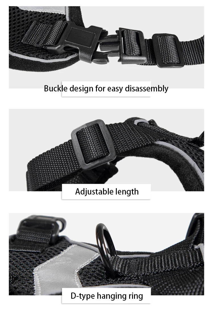 Breathable Escape-Proof Pet Harness Vest with Reflective Strips