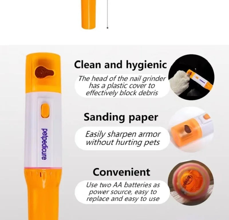 Electric Pet Nail Grinder – Quiet Low-Vibration Claw Trimmer for Cats & Dogs