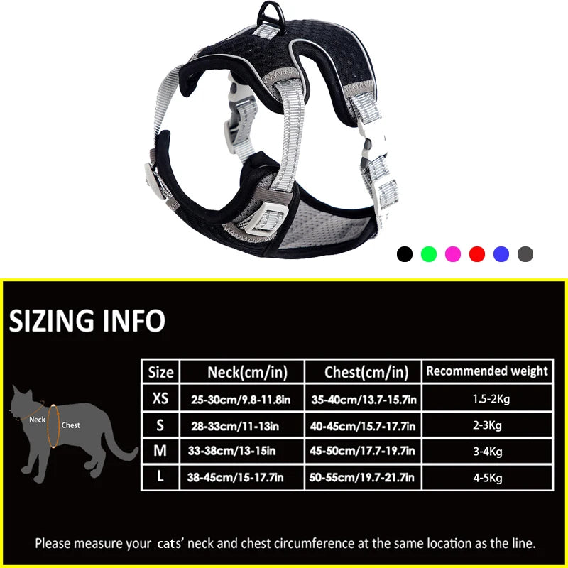 Reflective Mesh Harness Vest for Cats & Small Dogs