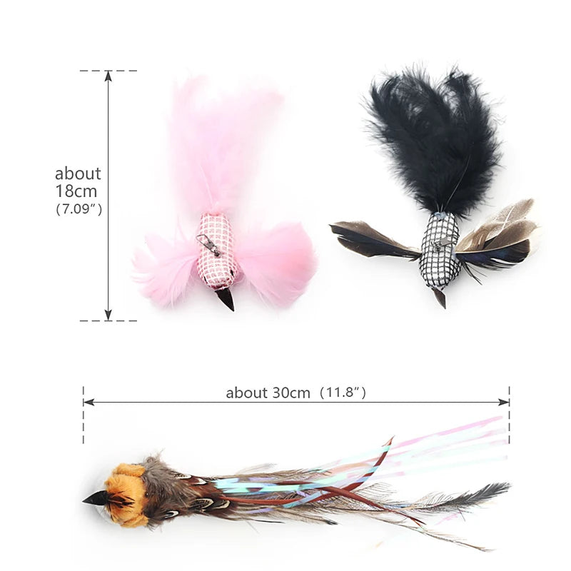 Feather Bird Cat Teaser Toy Set (2 Pack)