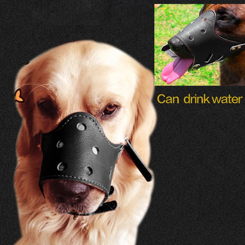 Adjustable Breathable Leather Dog Muzzle