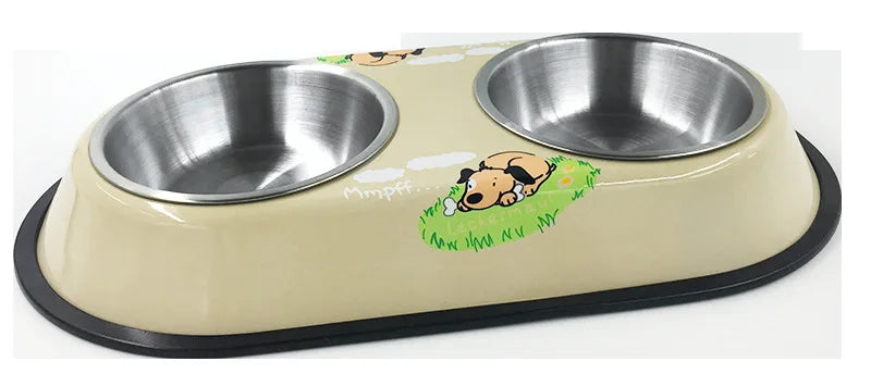 Stainless Steel Double Bowl Feeding Station for Dogs & Cats