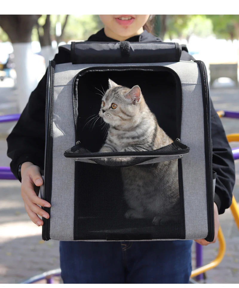 Foldable Breathable Pet Carrier Backpack – Shoulder Bag for Cats & Small Dogs