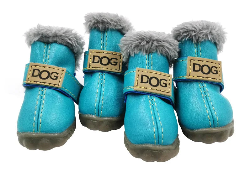 Waterproof Winter Dog Boots – Warm Anti-Slip Cotton Shoes for Small Dogs (Set of 4)