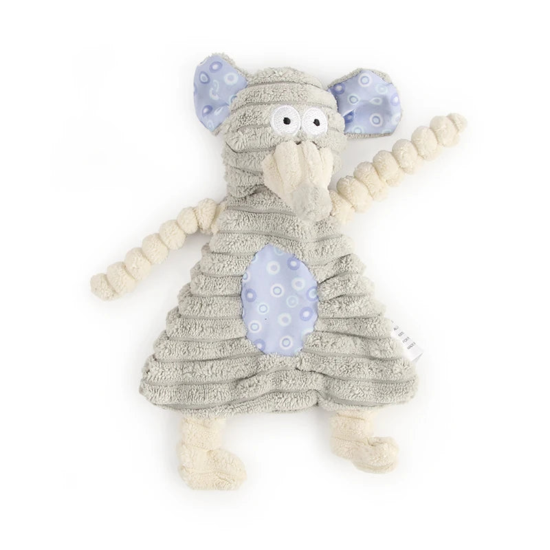 Corduroy Squeaky Dog Toy — Rabbit, Mouse & Cow Designs